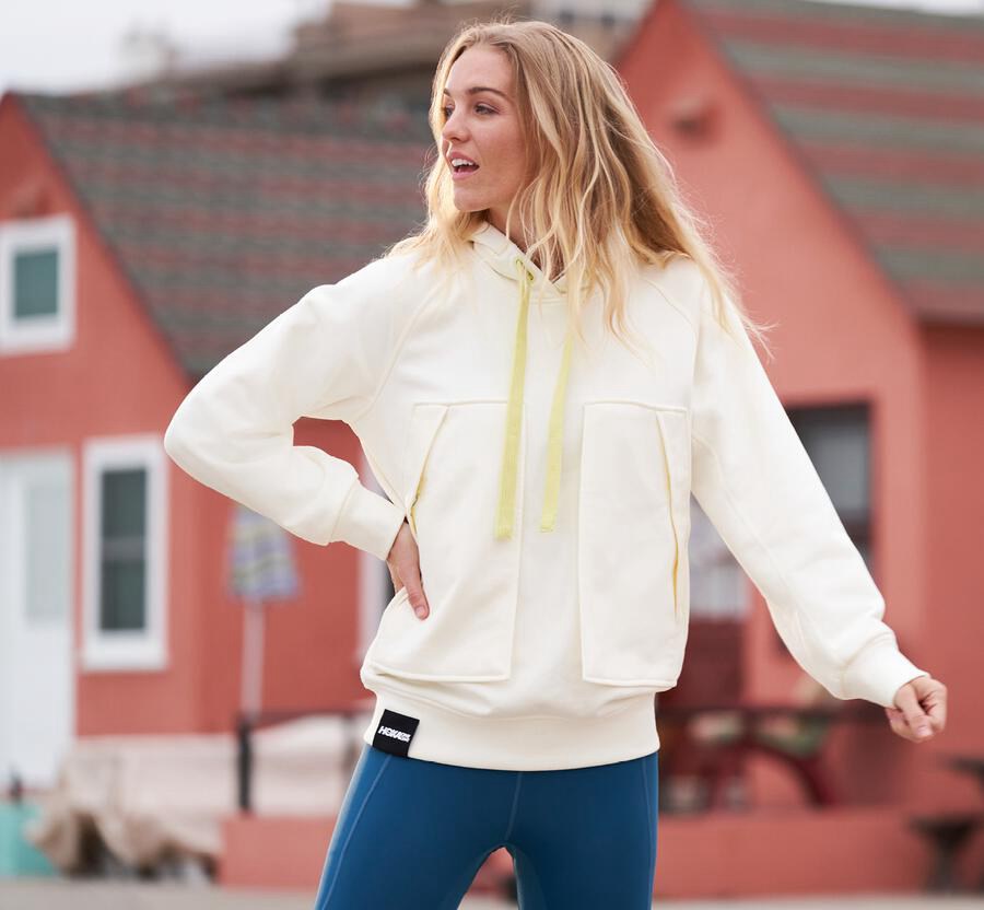 Hoka Australia One One Bondi - Womens Hoodie White - IZAVU-7084